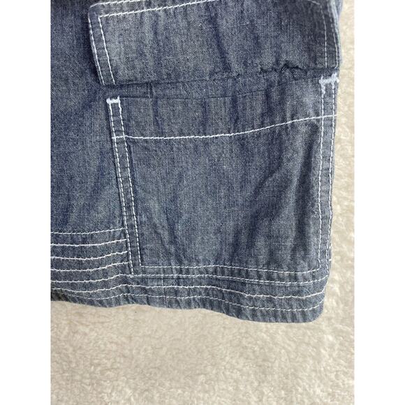 Chicos Jean Jacket Womens Size 0 Nautical contrast Stitch Flap Chambray Denim - Picture 6 of 11